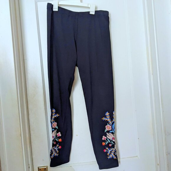 Johnny Was Black Embroidered Leggings 28" Size Large - Picture 2 of 7